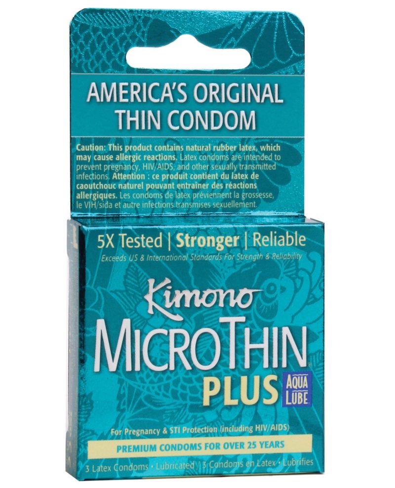 Kimono Micro Thin Aqua Lube Condoms - Box of 3