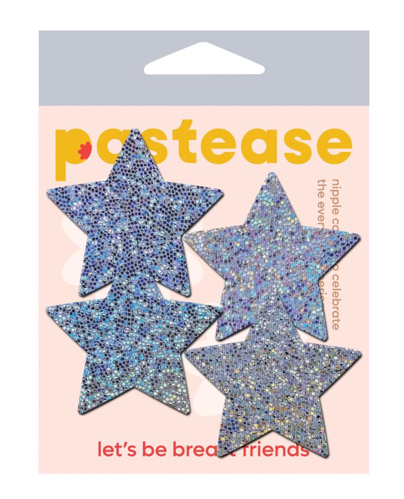 Pastease Petites Glitter Star - Silver O/S Pack of 2 Pair