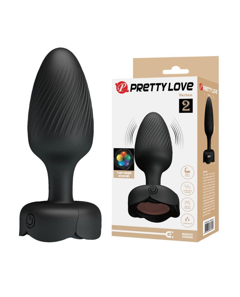 Pretty Love Varian Large Butt Plug w/Multi Color Bottom Light - Black