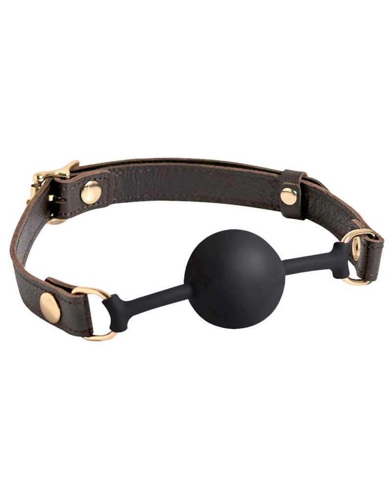 Spartacus Silicone Ball Gag - Brown Leather Strap 43 mm Ball