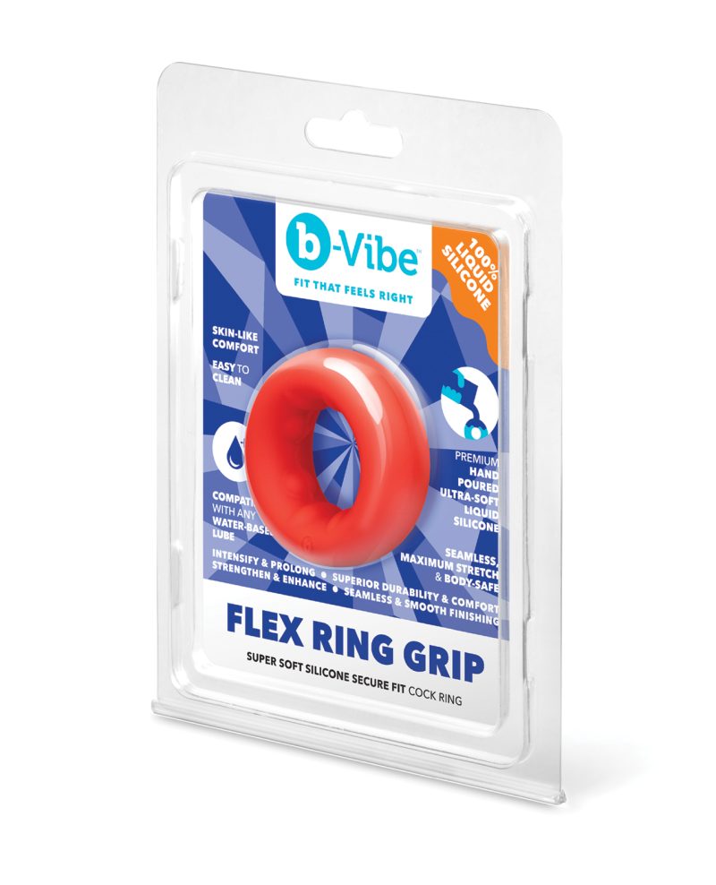 b-Vibe Flex Ring Bulk Super Soft Silicone Secure Fit Cock Ring - Red