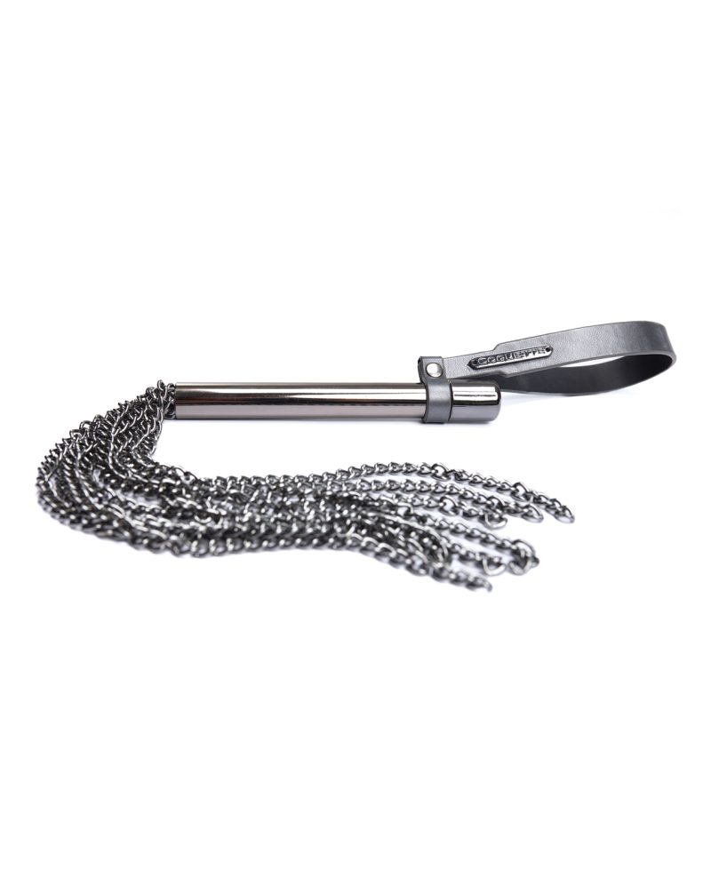 Pleasure Collection Gunmetal Glam Mini Whip w/Metal Chain Strands