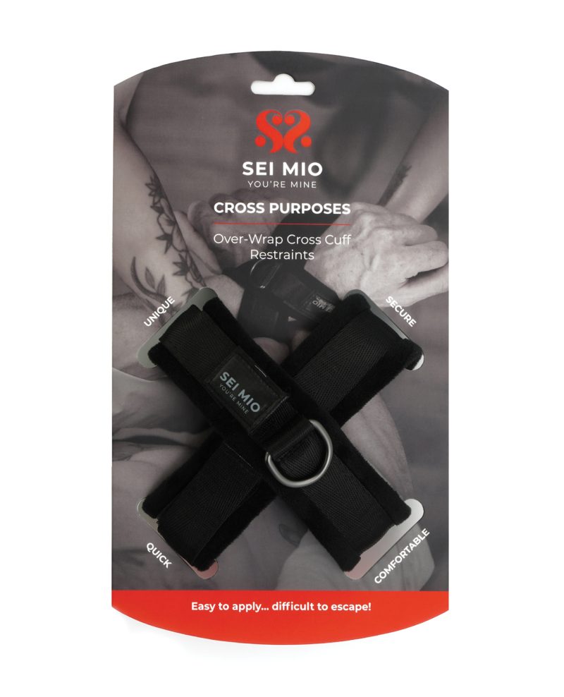 Sei Mio Cross Purposes Unique Over-Wrap Cross Cuff Restraints - Black