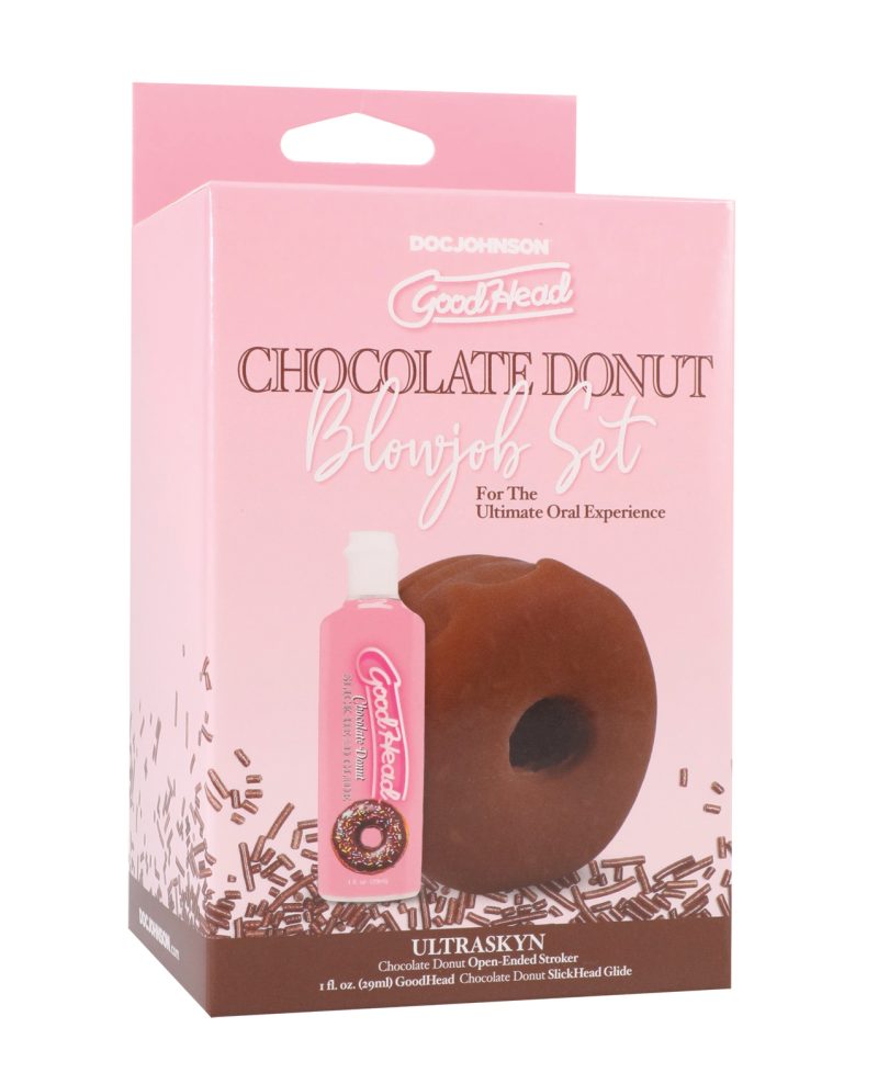 GoodHead - Chocolate Donut Blowjob Set Includes Stroker & Slick Head Glide - 1 oz Bottle Choc.