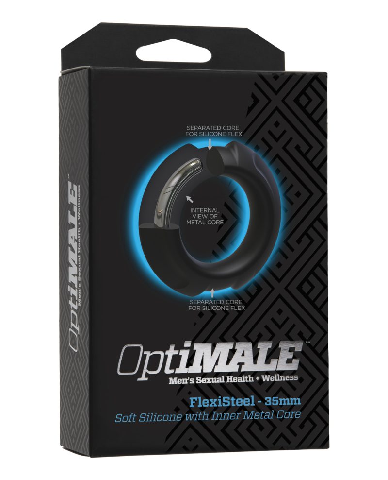 OptiMale FlexiSteel Cock Ring - 35 mm Black