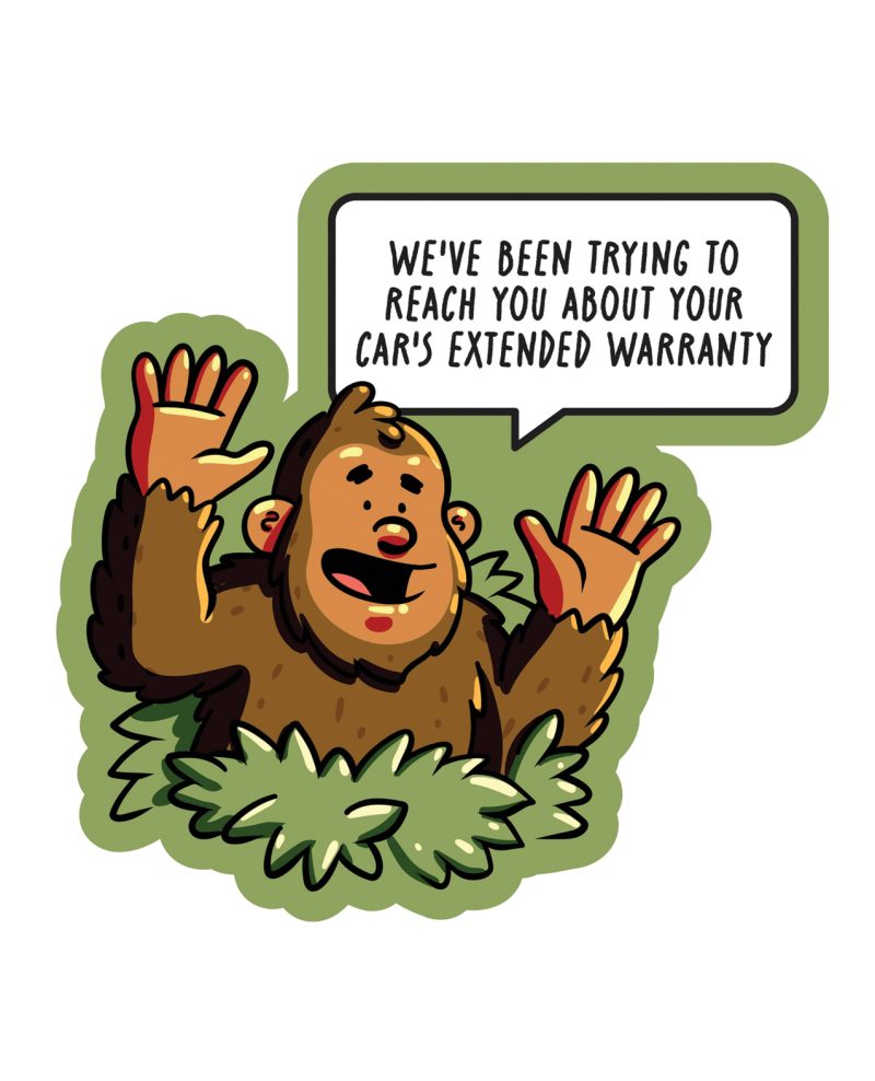 Bigfoot Car's Extended Warranty - Funny Vinyl Sticker