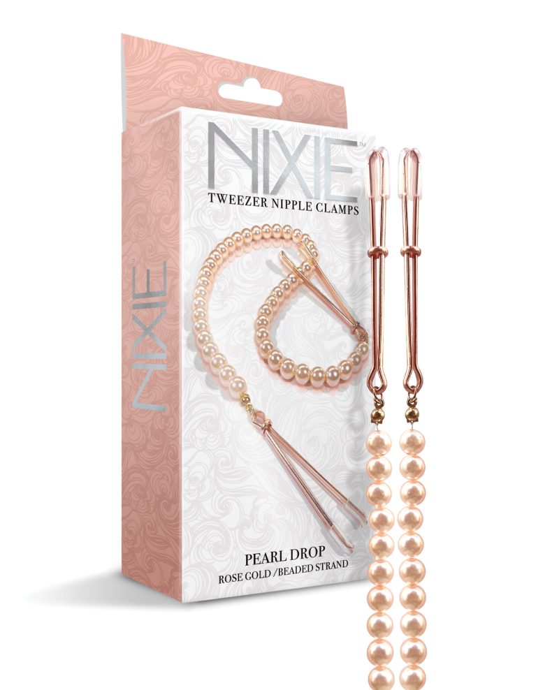 Nixie Pearl Drop Tweezer Nipple Clamps - Rose Gold