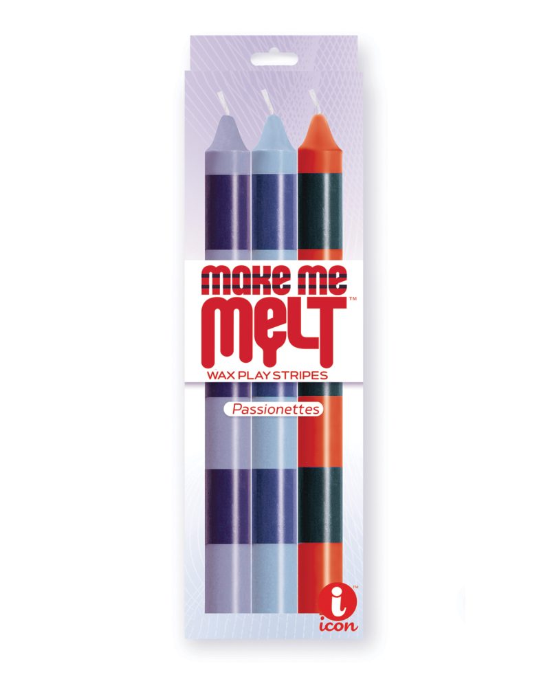 The 9's Make Me Melt Sensual Warm Drip Candles - Passionettes Stripes Pack of 3