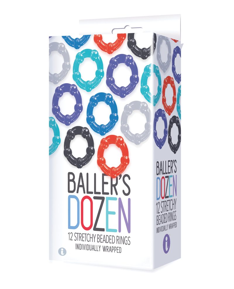 The 9's Baller's Dozen Beaded 12 pc Cockring Set - Asst. Colors