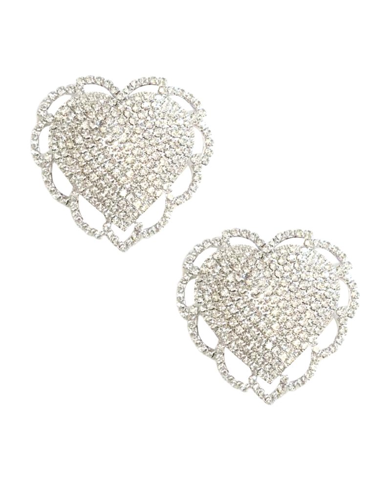 Neva Nude Whole Hearted Sparkle Crystal Jewel Reusable Silicone Pasties - O/S