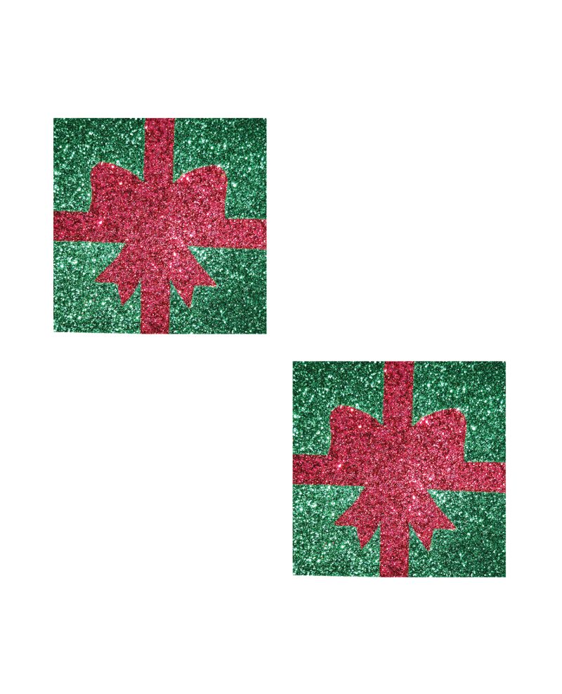 Neva Nude HO HO HO Christmas Gift Pasties - Green/Red O/S