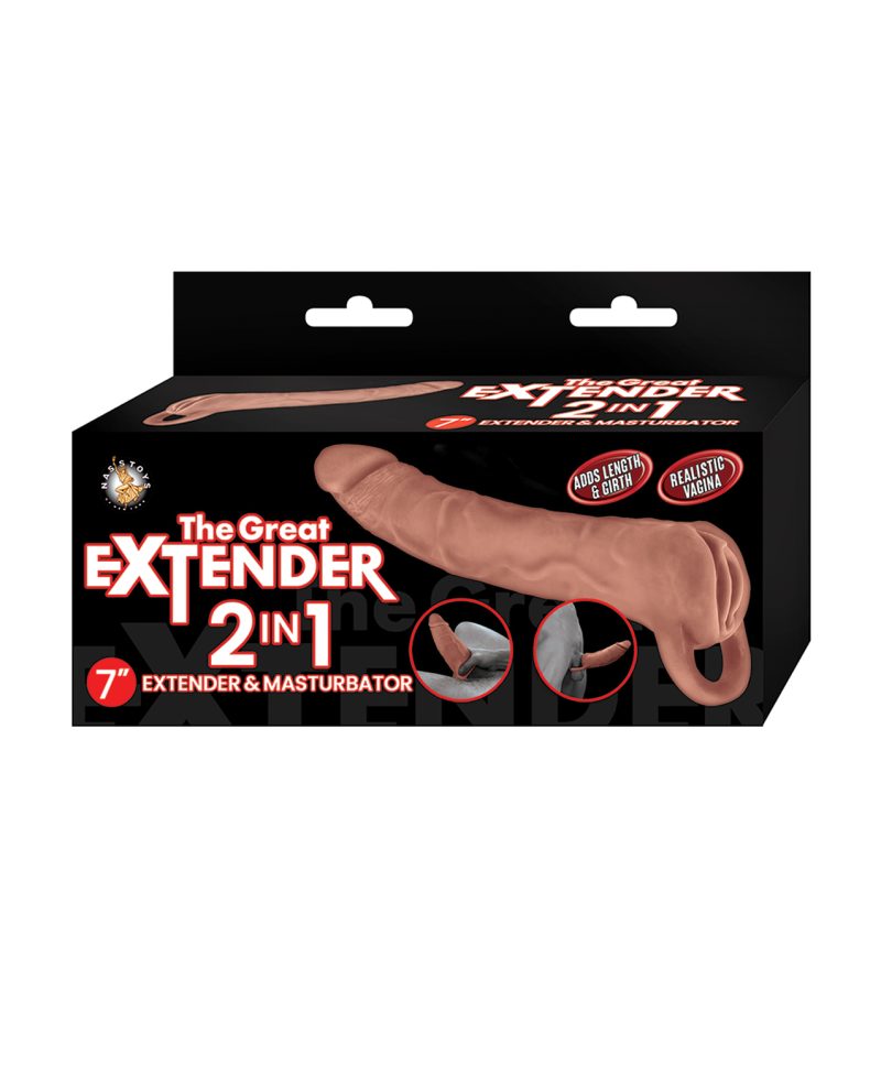 The Great Extender 2 in 1 7" Extender & Masturbator - Brown