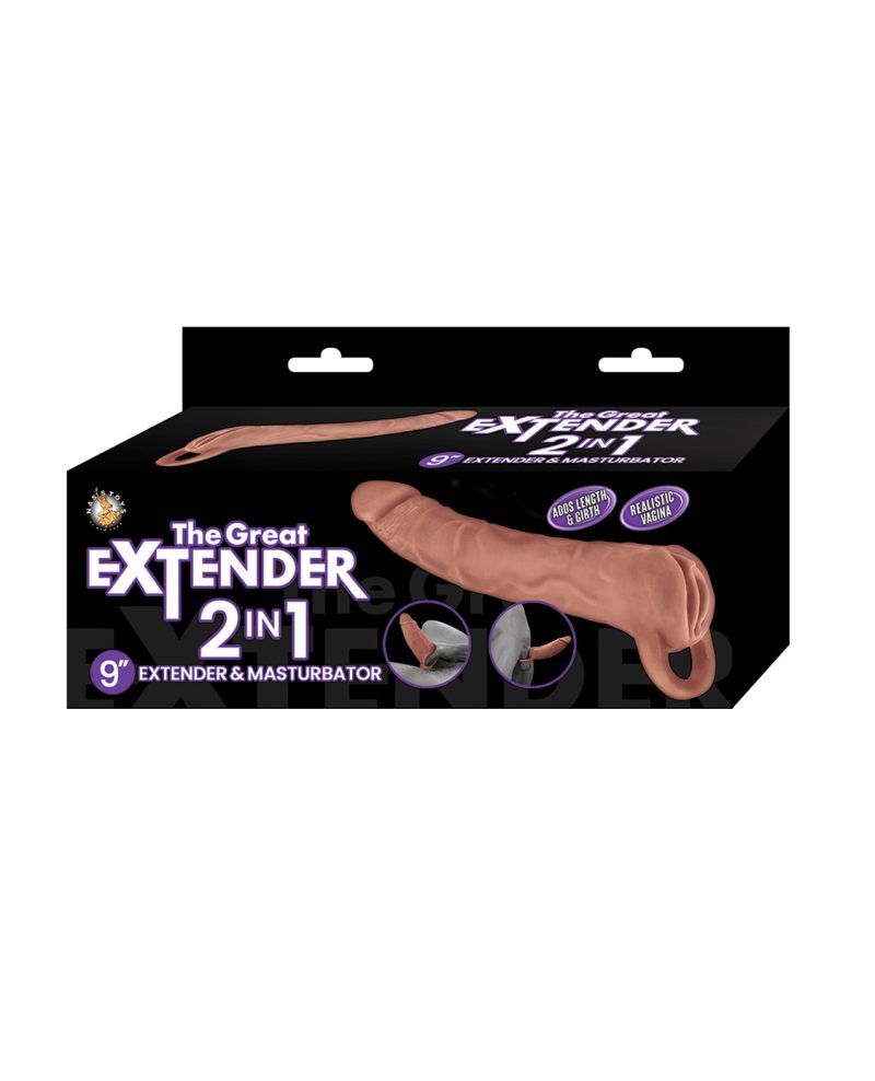 The Great Extender 2 in 1 9" Extender & Masturbator - Brown