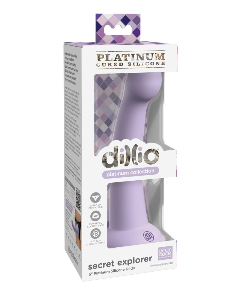 Dillio Platinum 6" Secret Explorer Silicone Dildo - Purple