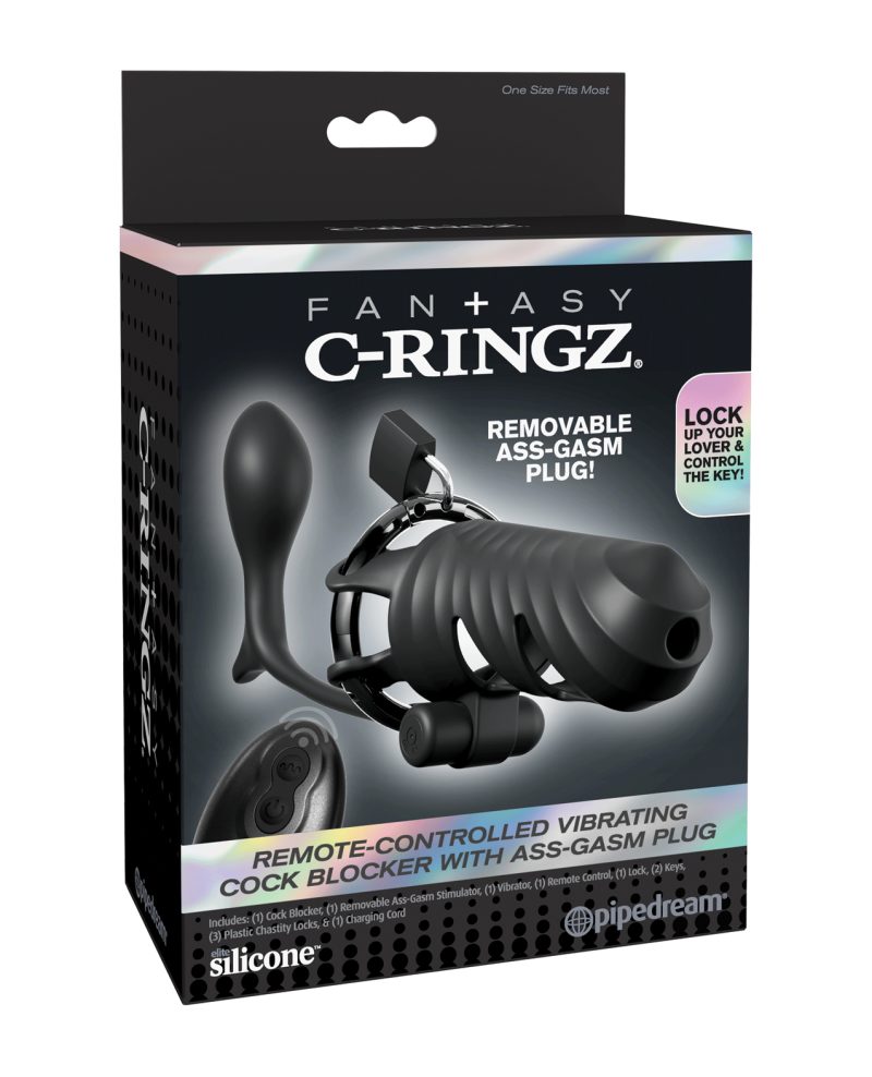 Fantasy C-Ringz Remote Controlled Vibrating Cock Blocker w/Ass-Gasam Plug - Black