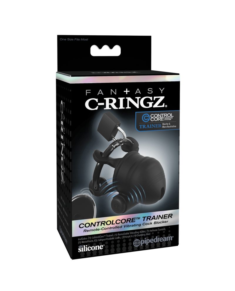 Fantasy C-Ringz Control Core Trainer Remote Controlled Vibrating Cock Blocker - Black