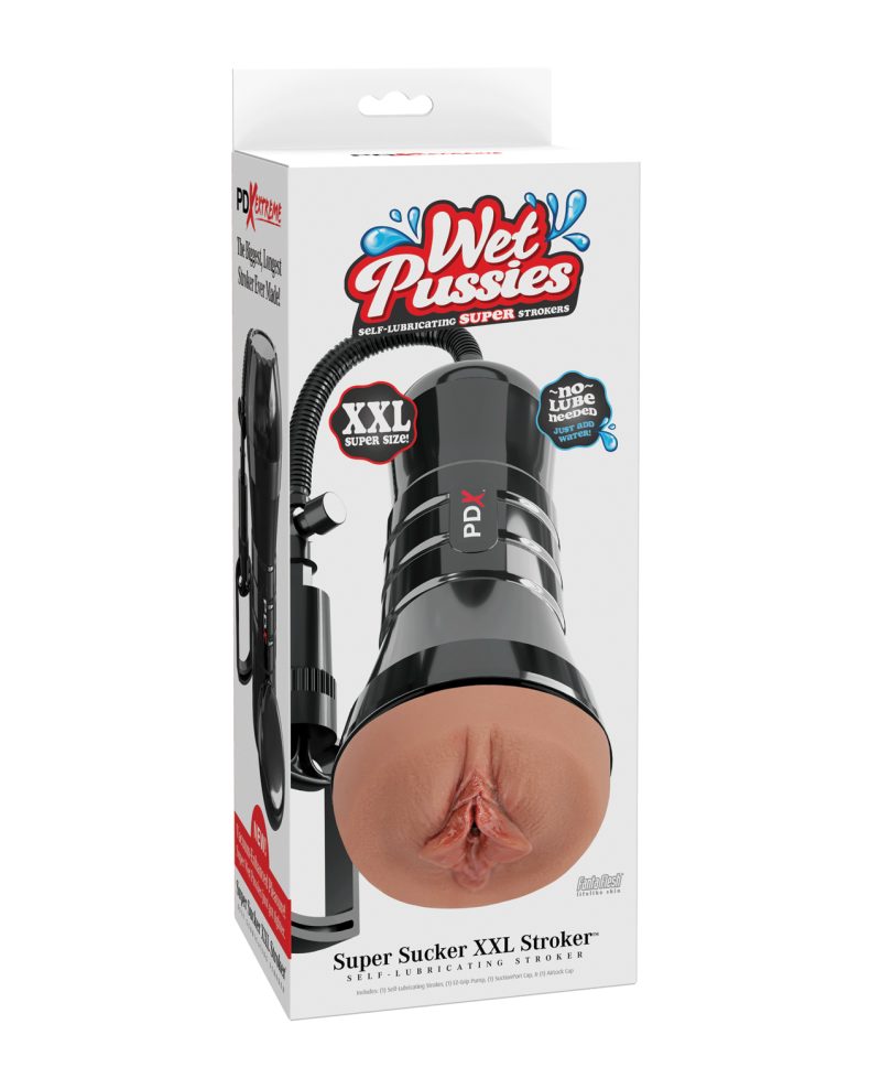 PDX Extreme Wet Pussies Super Sucker XXL Stroker - Brown