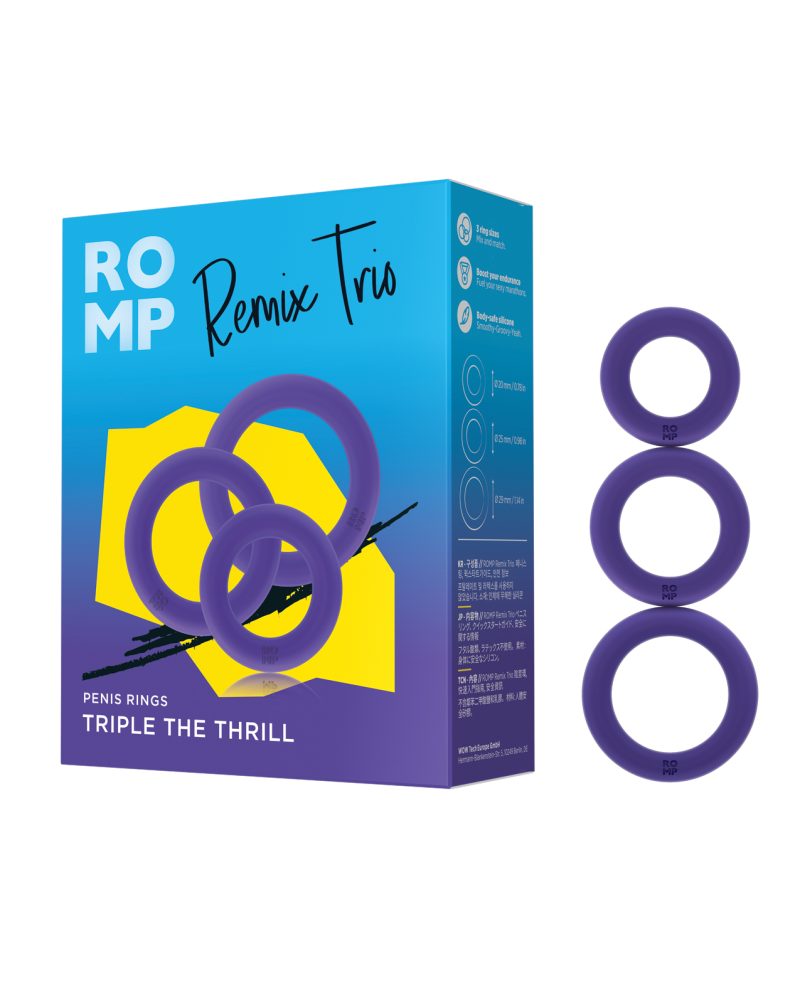 ROMP Remix Trio Penis Ring Set of 3 - Purple