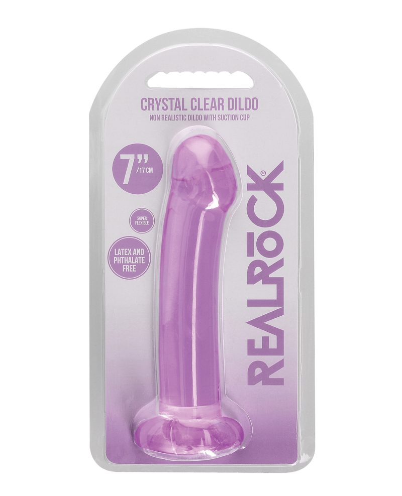 Shots RealRock Crystal Clear 7" Dildo - Purple
