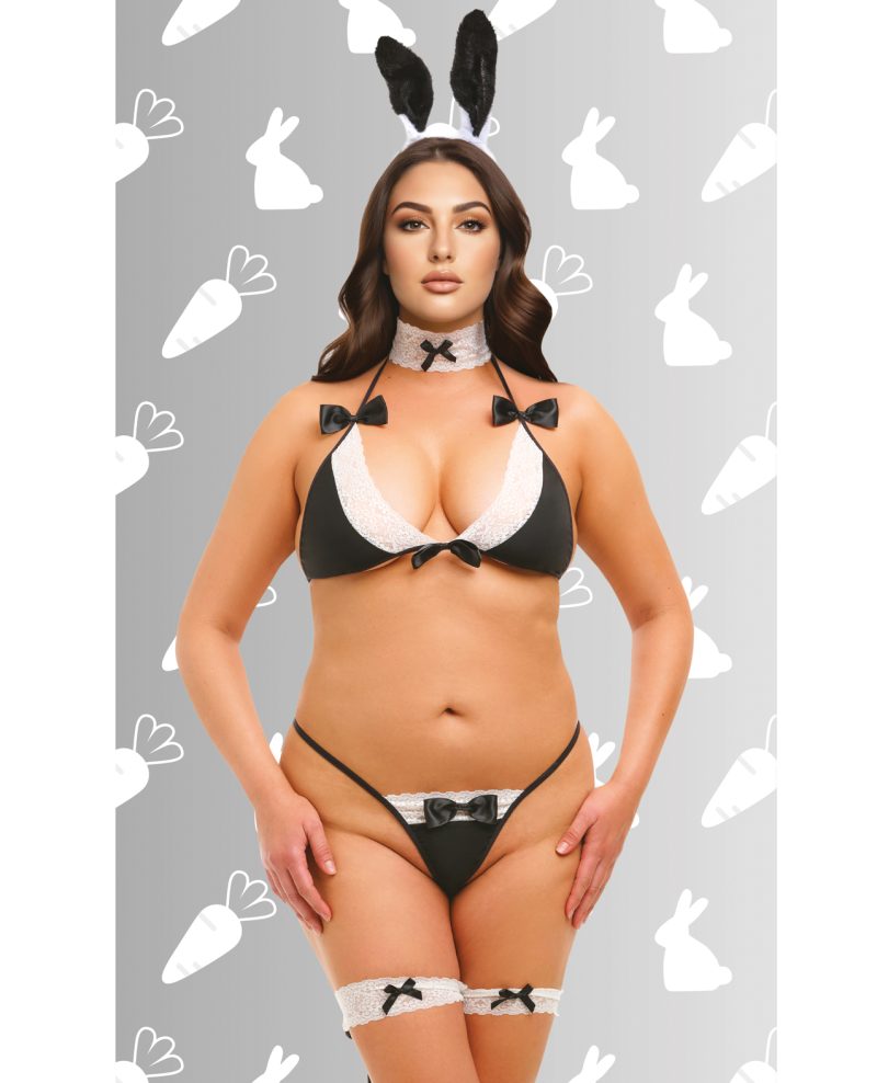 Dreams by Baci Lingerie Hop & Tease Bunny 5-pc Set - Black/White QN
