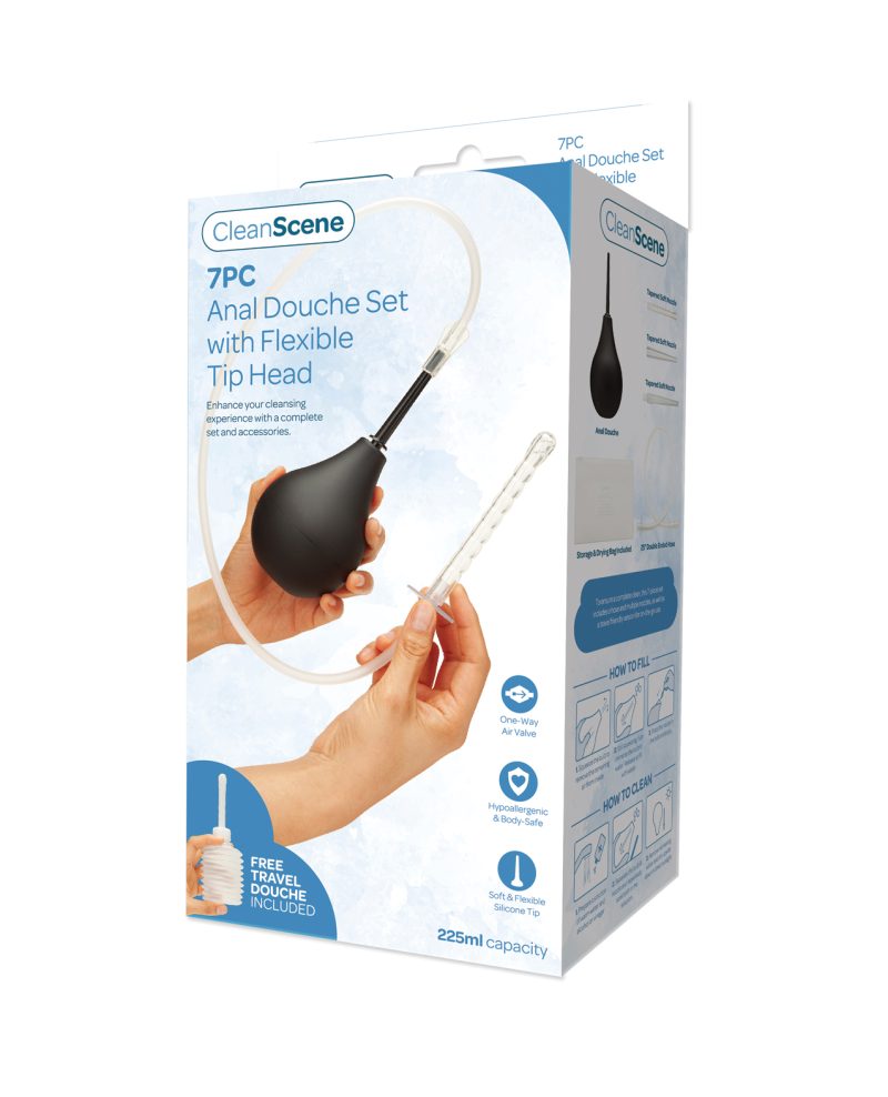 AquaClean 4 pc Anal Douche Set w/Flexible Tip Head