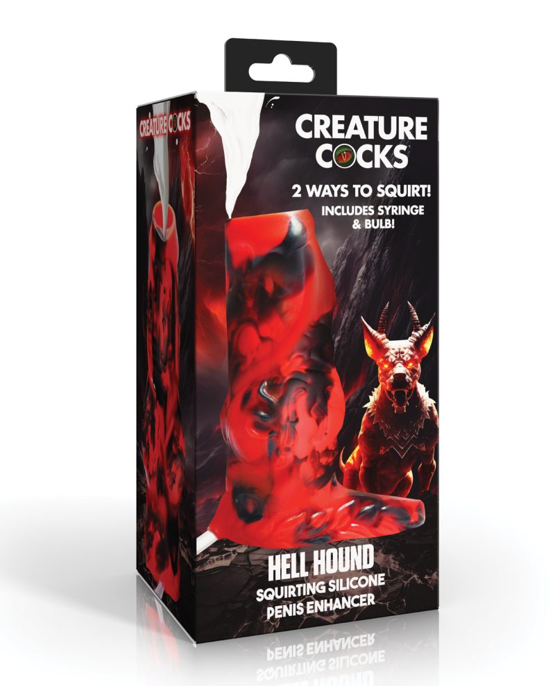 Creature Cocks Hell Hound Squirting Silicone Penis Enhancer - Red
