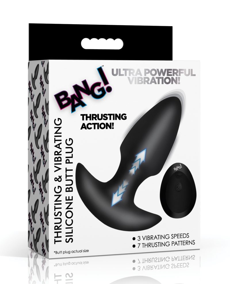 Bang! Thrusting & Vibrating Butt Plug - Black